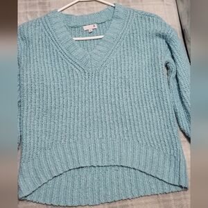 Women's Aqua Blue V-Neck Sweater Size Small